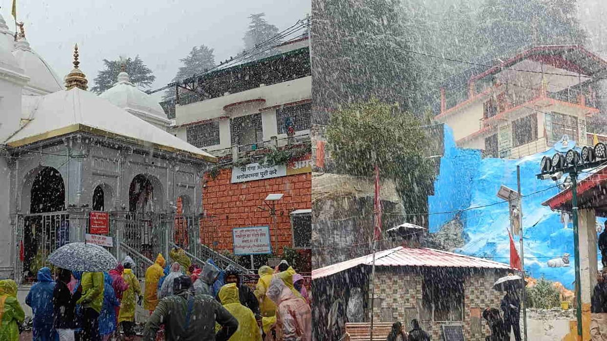 Heavy snowfall in gangotri and gaumukh trek rain in mussoorie brings cold wave kedarnath uttarakhand weather