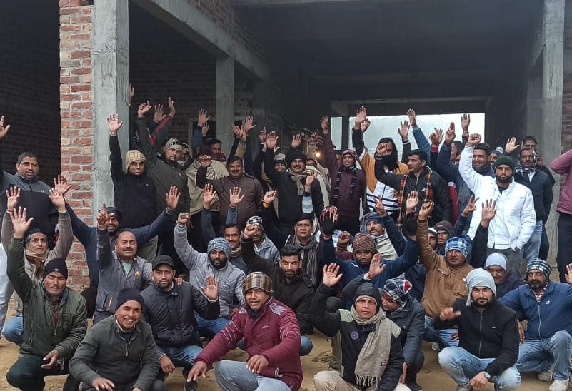 Weighing clerks continue to protest in Najibabad for their demands