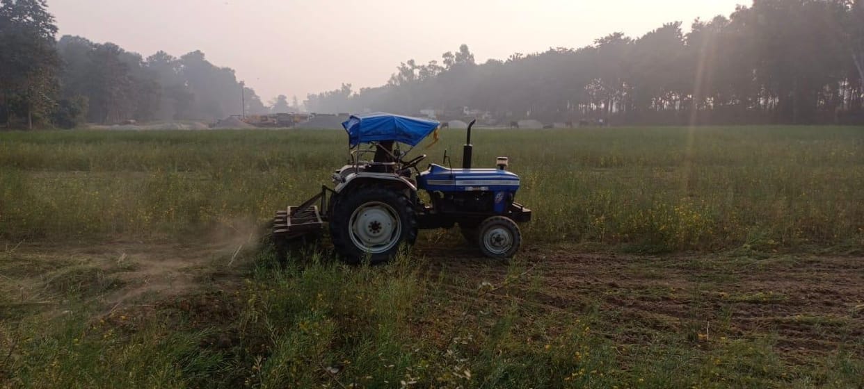 tractor drive on harvest