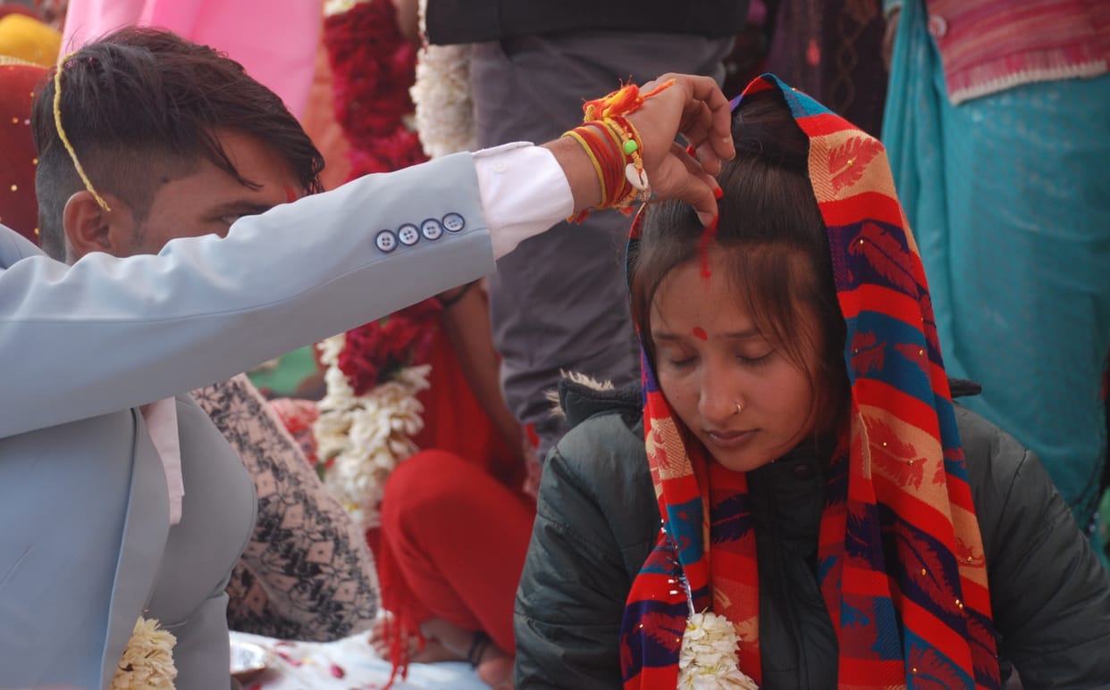 First our own, now the bride and groom became on the auspicious time of the officers