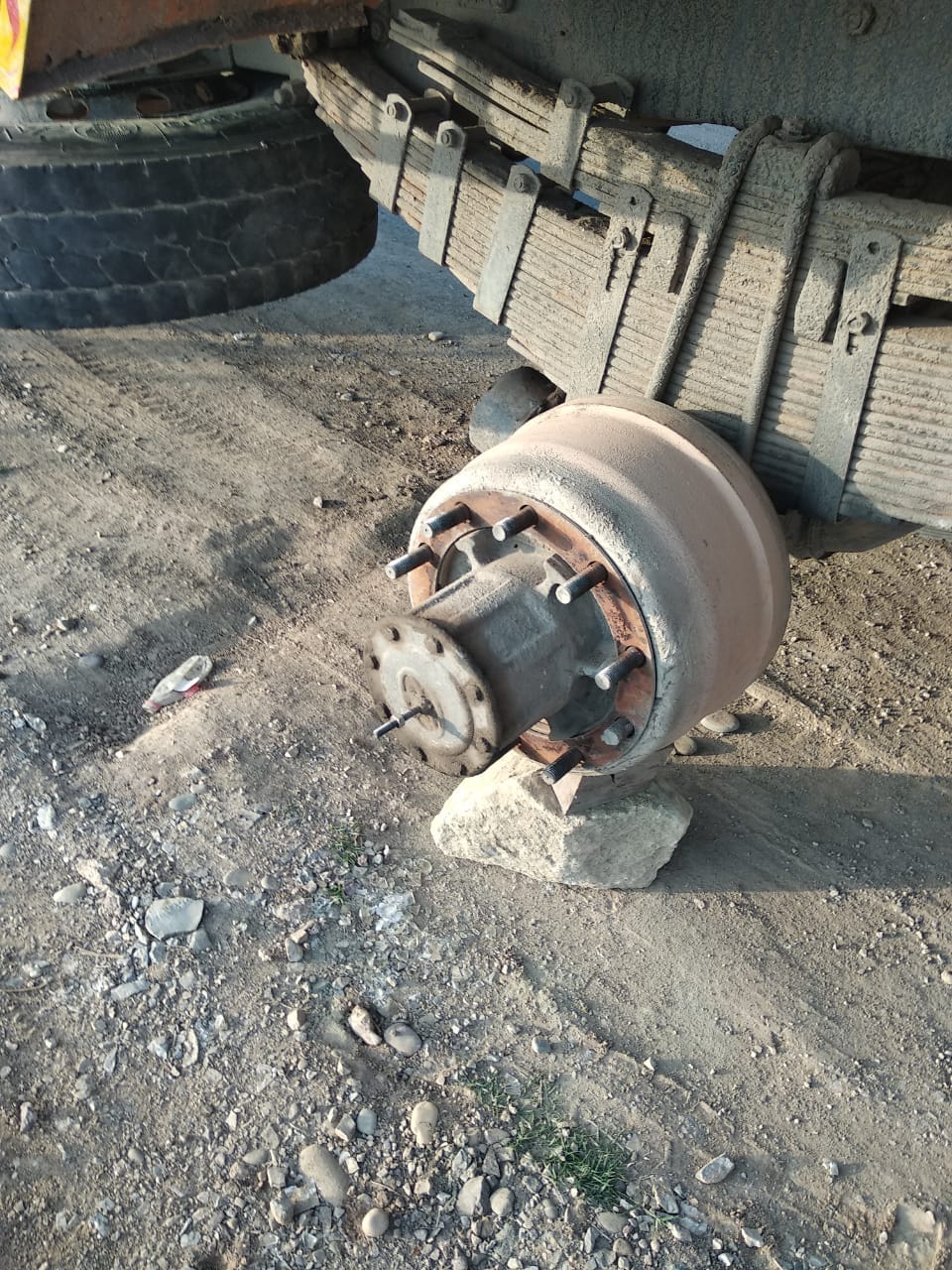 Trucks stolen from tires and parked on stones