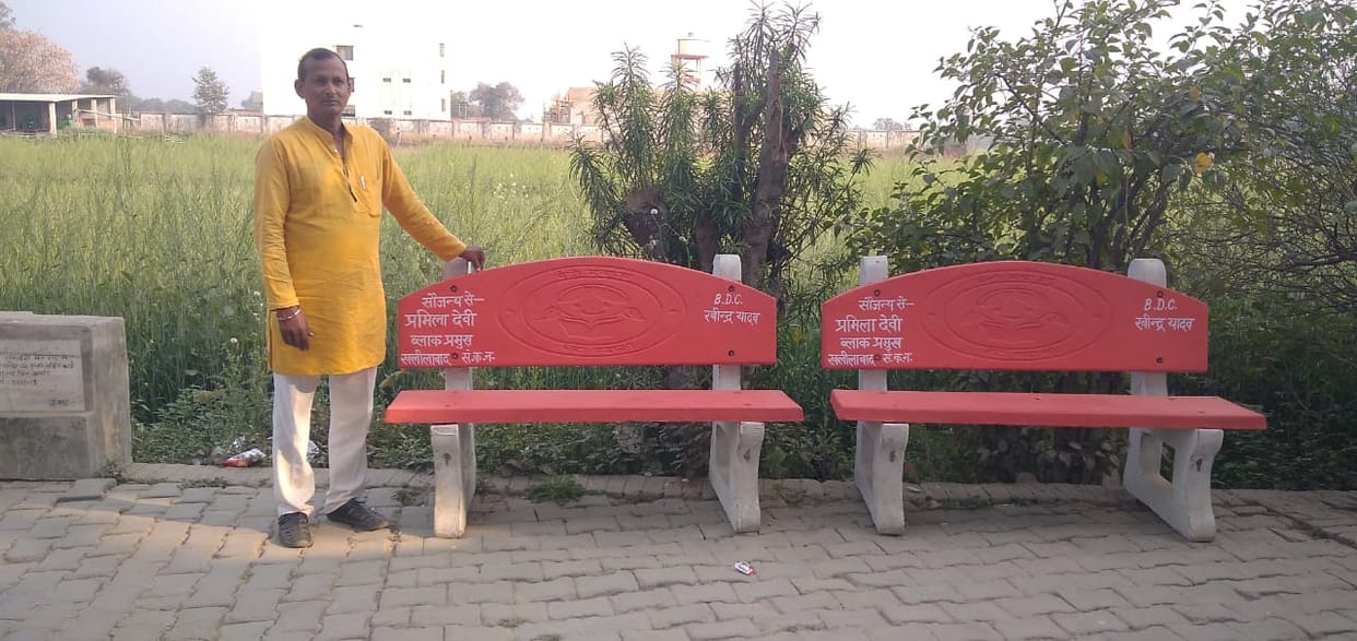 Benches are being installed on the public of the villages