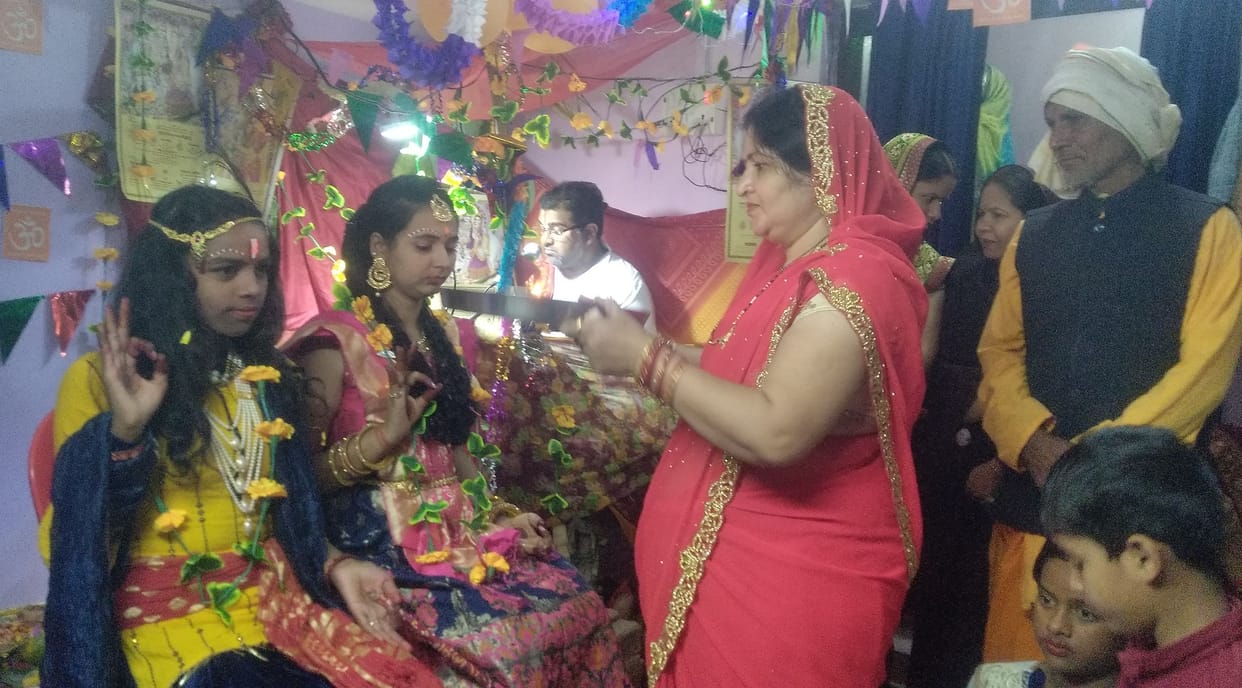Prasad distribution after completion of Bhagwat Katha