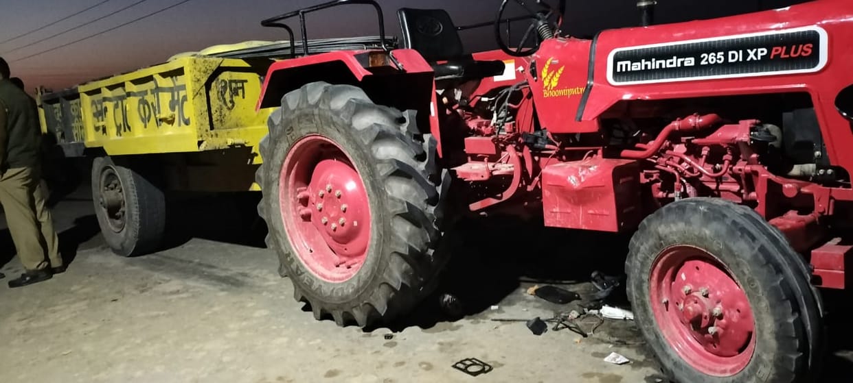 Tractor collided with a bike rider returning from marriage, child died