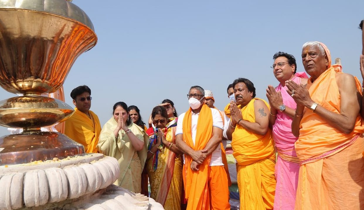 Golden urn installed on top of Jain temple