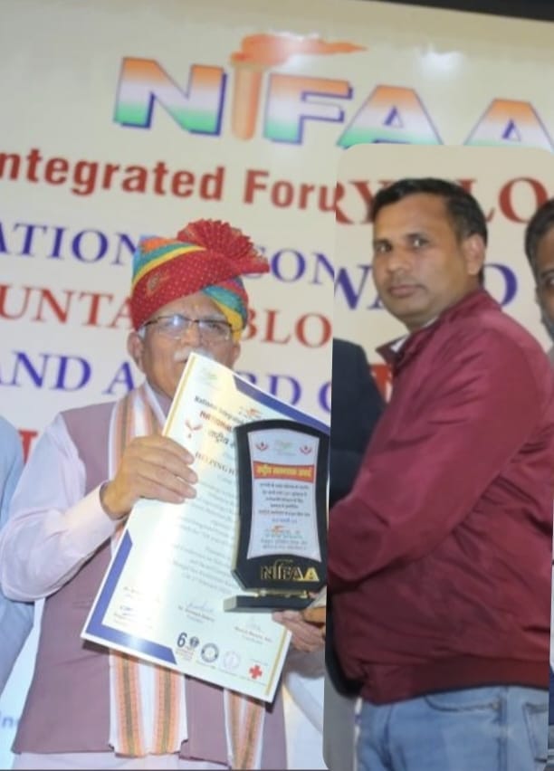 Rajveer Prajapati honored with UP Rakta Nayak Award