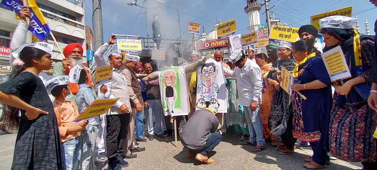 Aam Aadmi Party burnt the effigy of the government