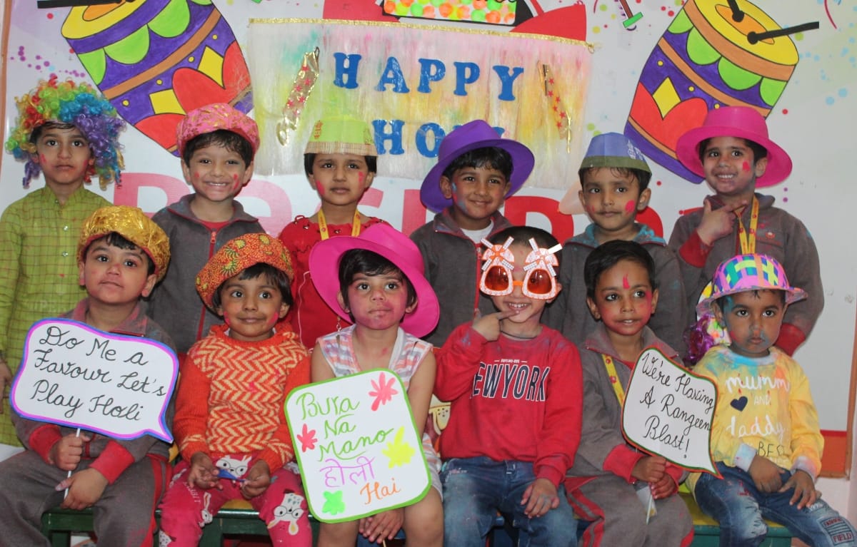 The children created a ruckus, splashed a lot of gulal