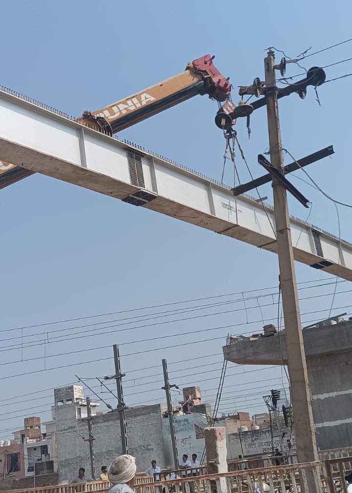 Top section work started in Dinod Road overbridge construction