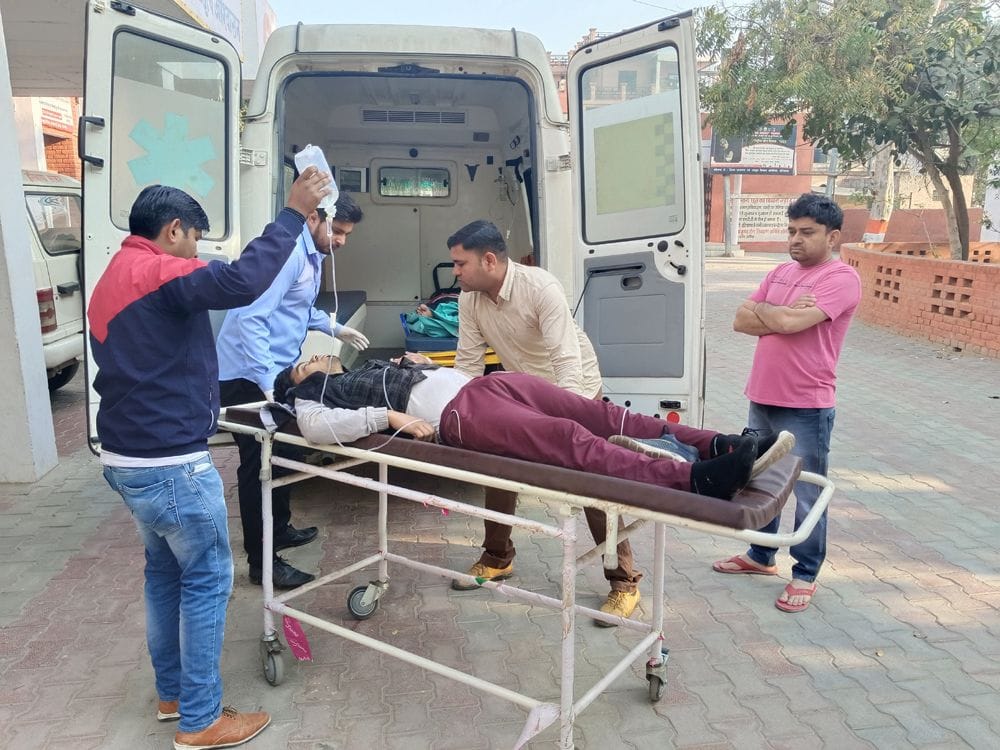 Father and son riding a bike were hit by a speeding vehicle