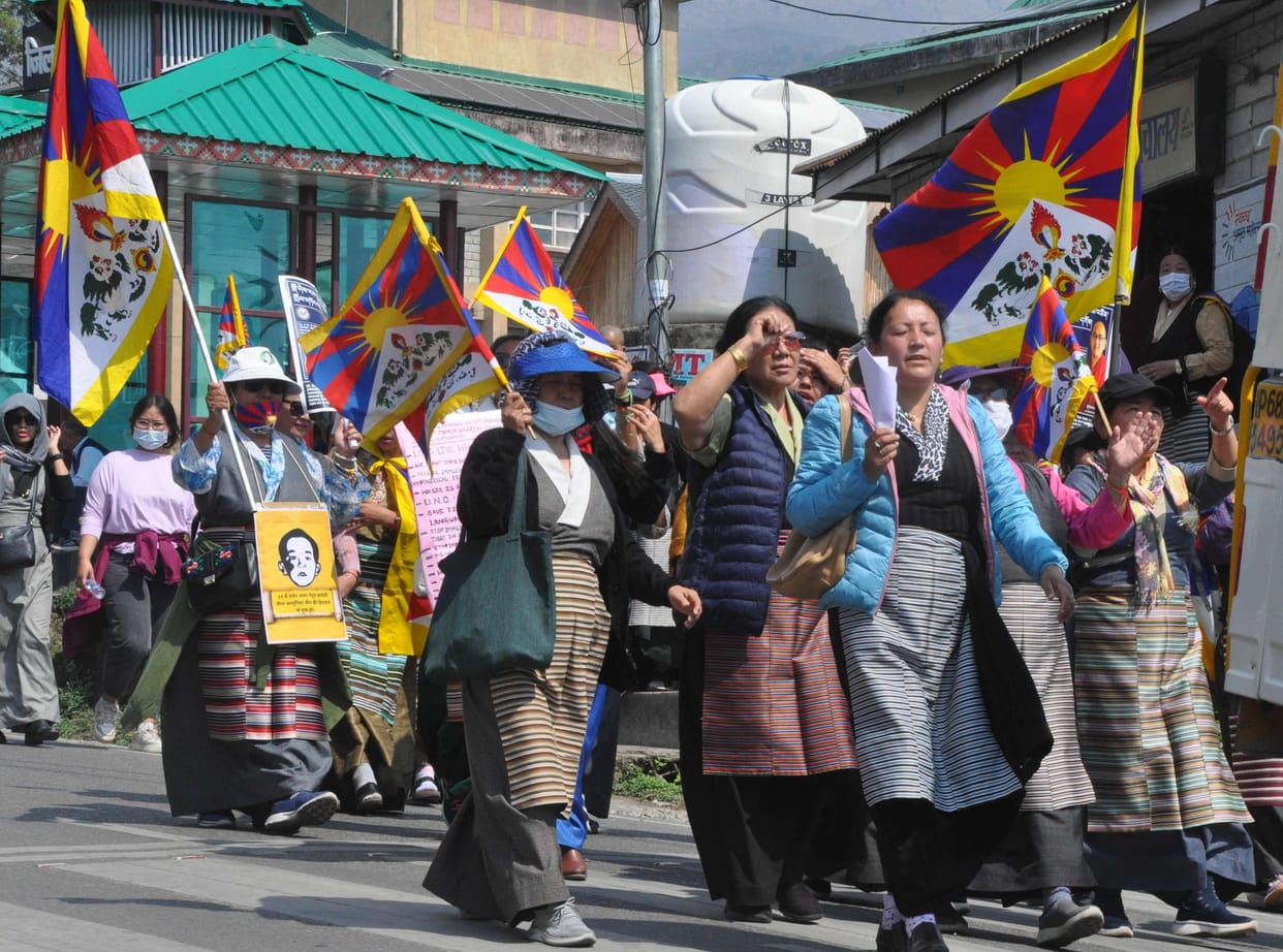 Tibetan women protest against China's oppressive policies