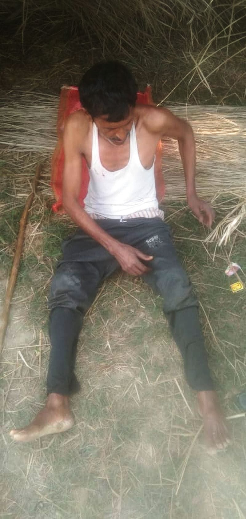 unknown wild animal attacked the farmer working in the field, injured