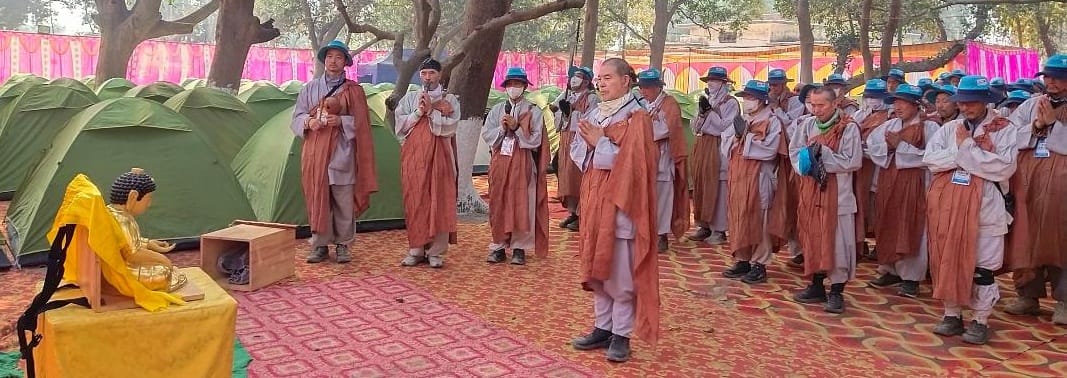 A group of 108 Buddhist monks reached Khoria Bazar