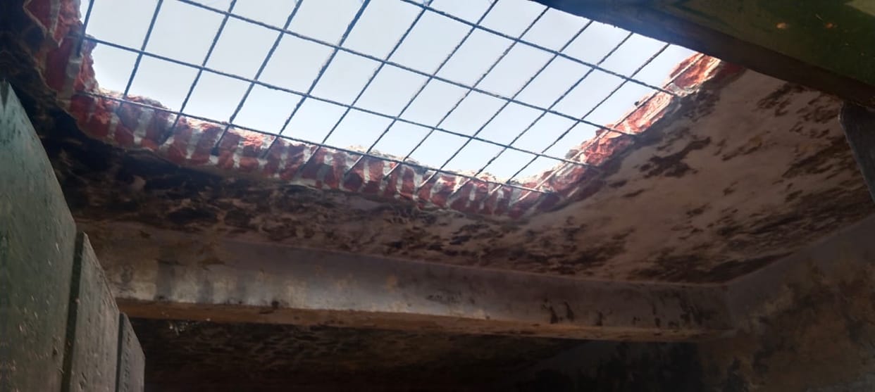 inspite of old building, broke the roof of the extra room