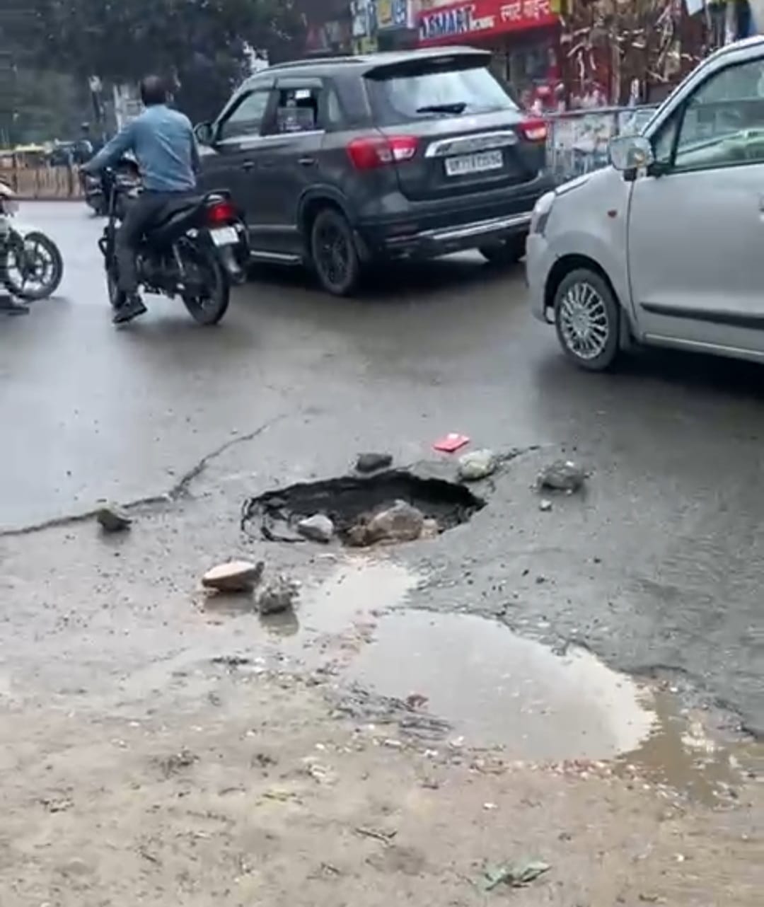 Meerut Road and Tikait Chowk road sunk