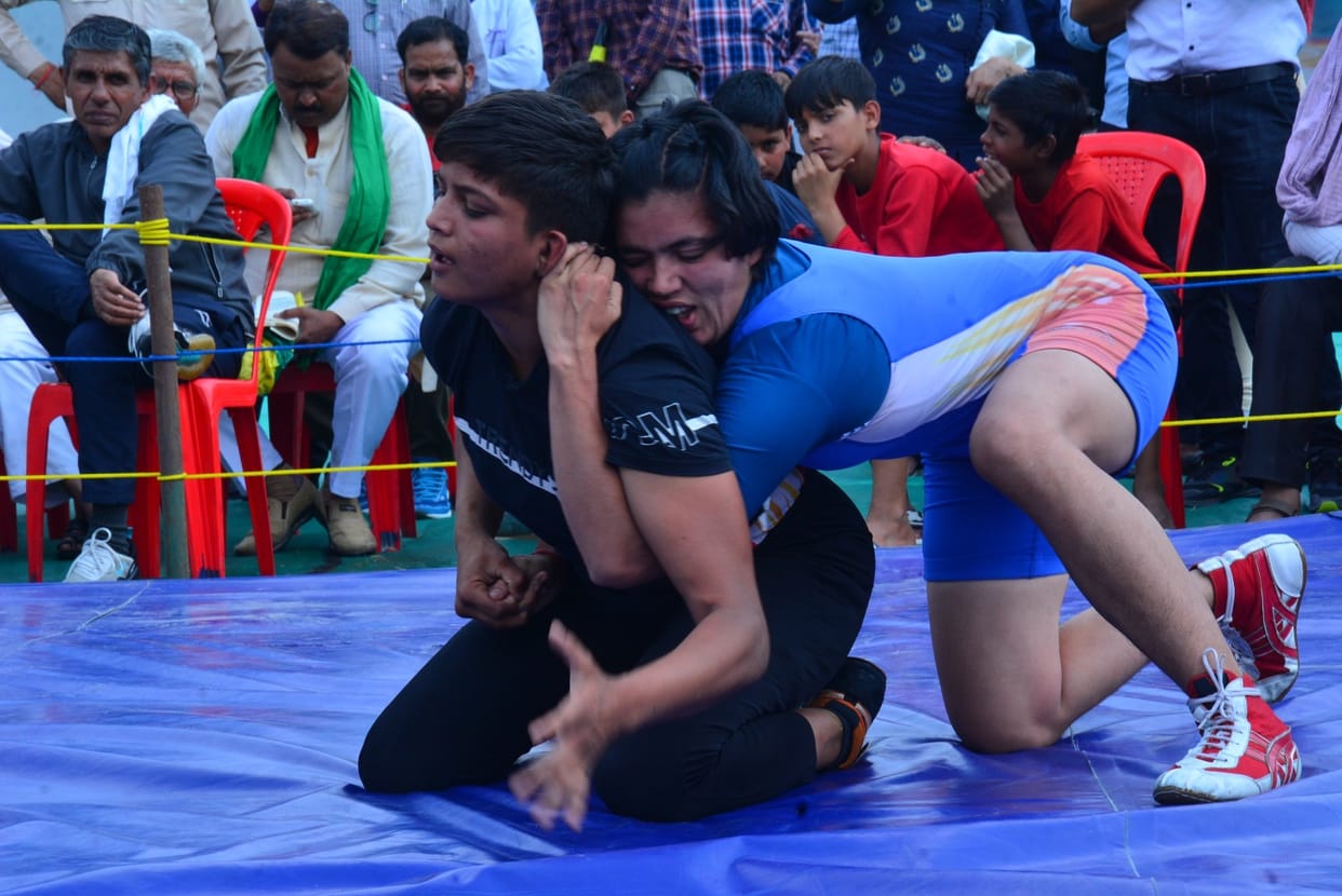 Wrestlers showed stakes in the wrestling of the village festival