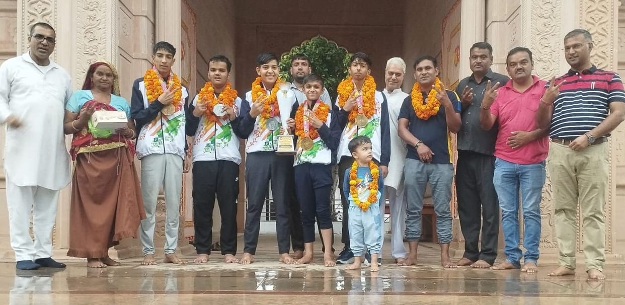 players won three gold and two silver medals in kick boxing competition villagers welcomed