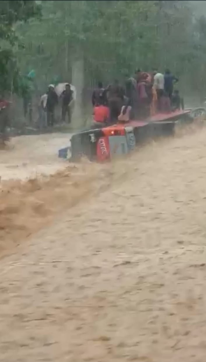 Bus overturned, life was saved