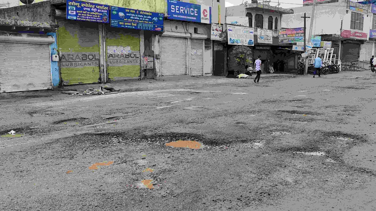 Jhajjar road became worse after rain