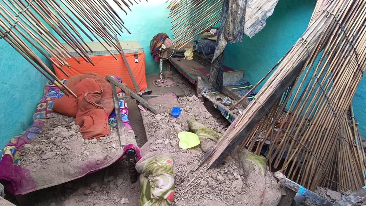 Roof of dilapidated room fell due to rain, two injured