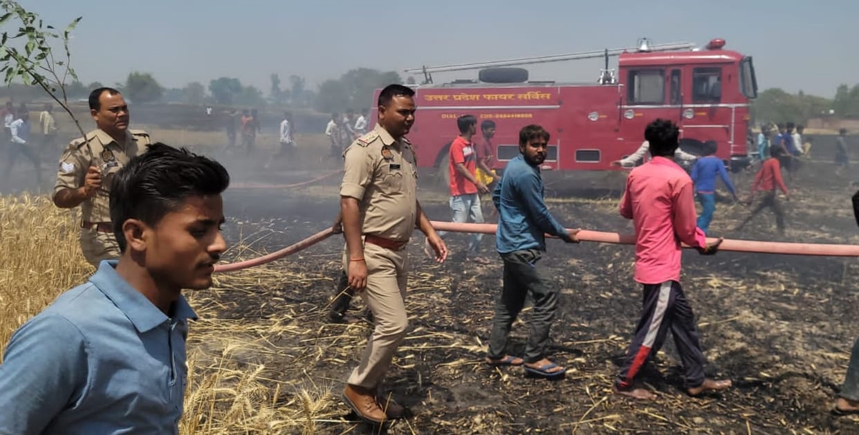 Fire continues, 350 bighas of wheat crop burnt
