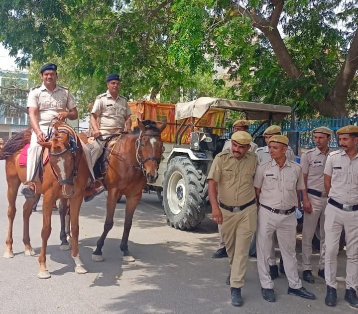 Mounted squad, PCR and bike riders deployed in grain market for security in crop season