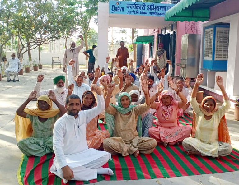 Villagers stage indefinite strike demanding removal of high voltage wire