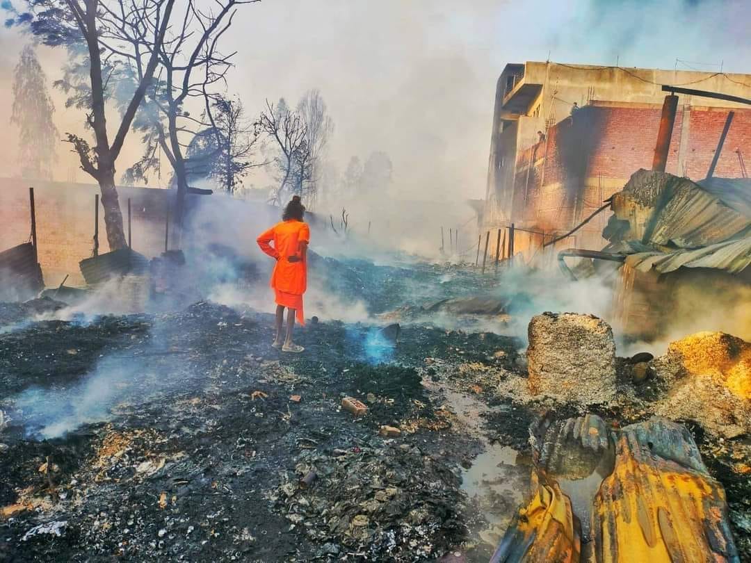 caught fire in plastic warehouse