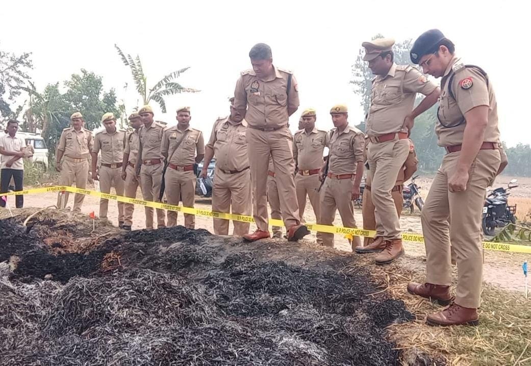 an woman half burnt body found