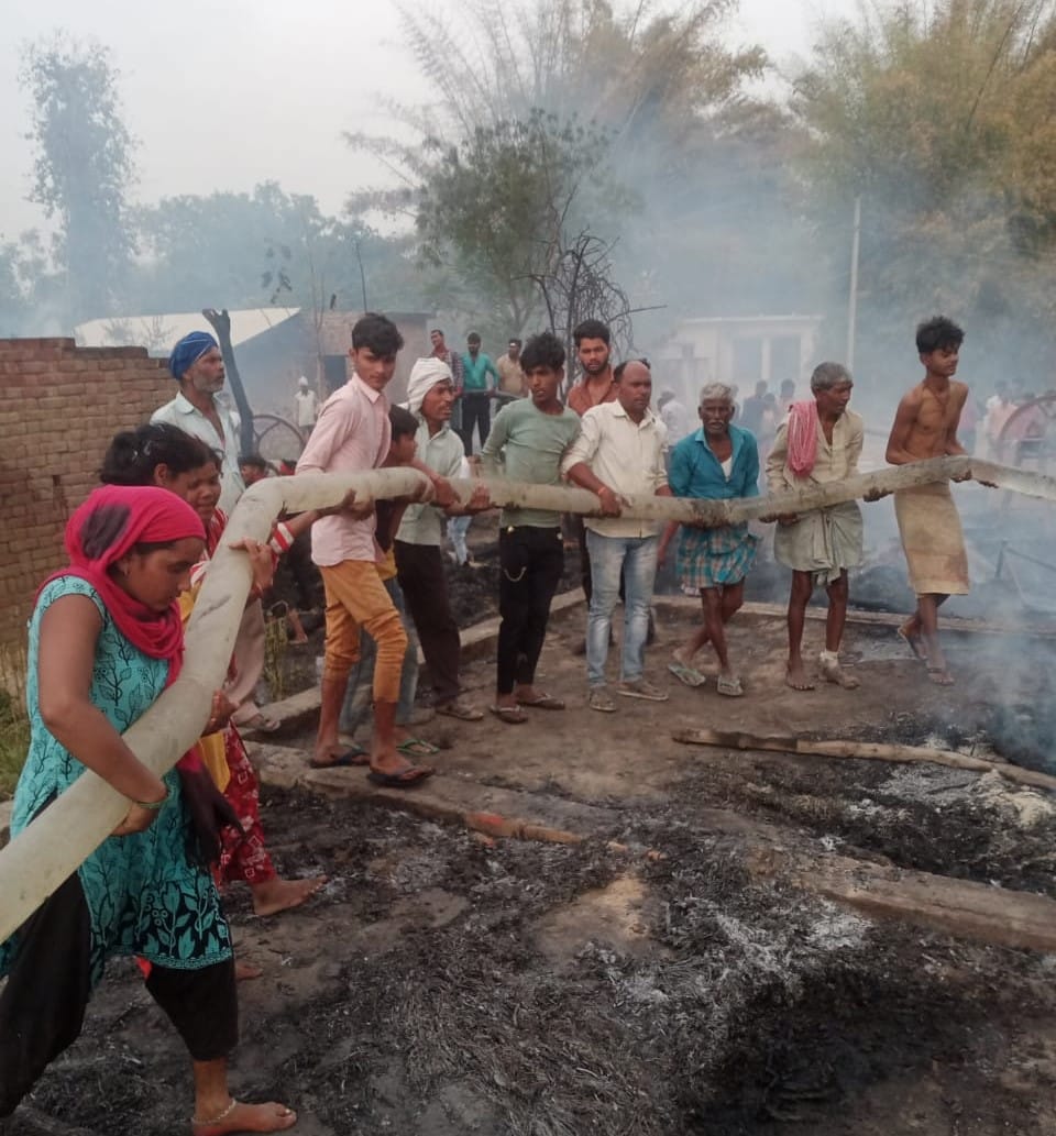 Three houses, five huts burnt due to fire