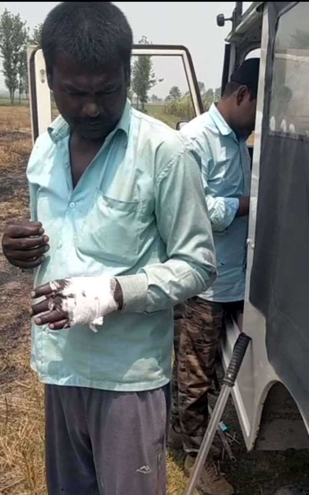 Leopard attacked two youths peeling sugarcane