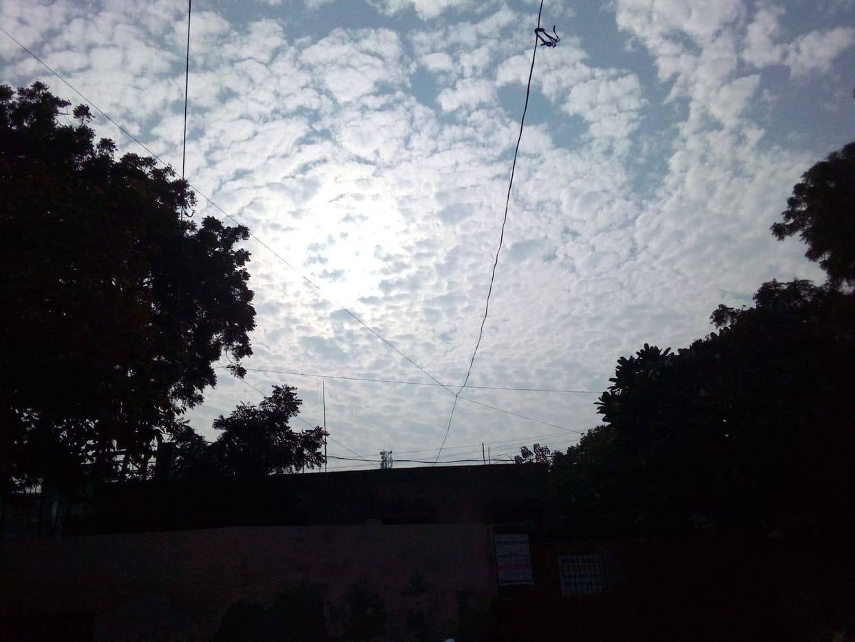 The sky was covered with clouds throughout the day due to western disturbance, the temperature dropped