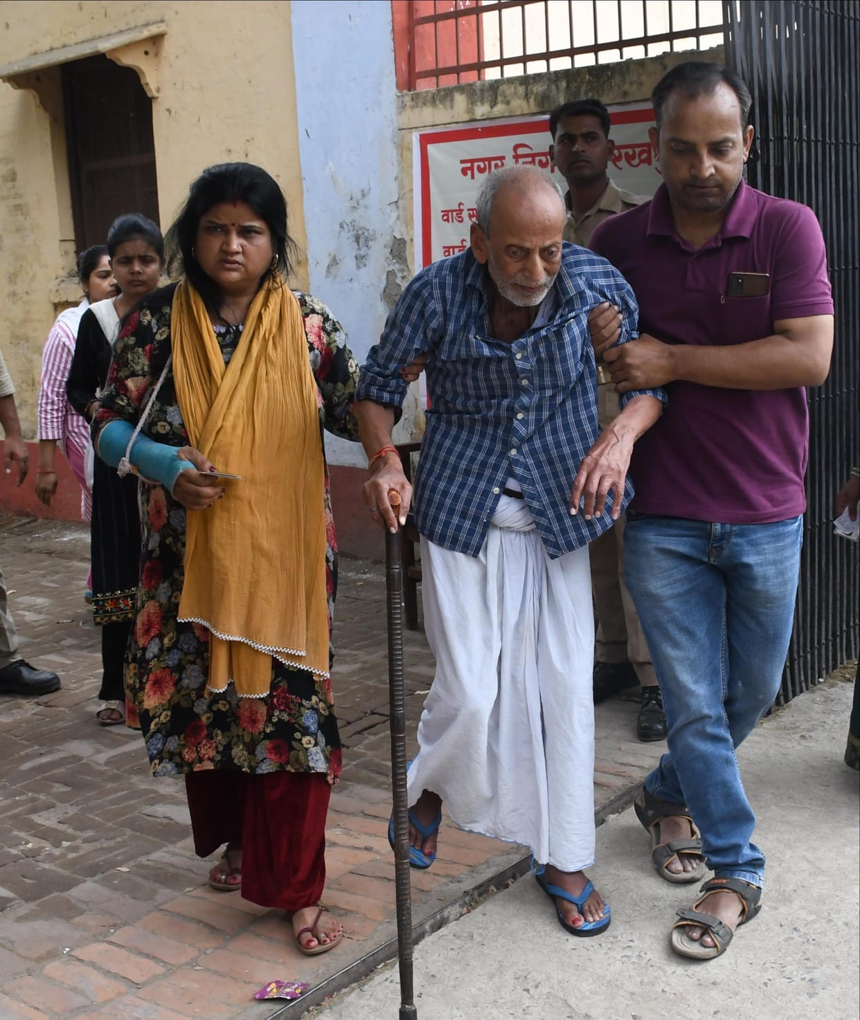 Some got support of a walker and some got support of son-daughter in law
