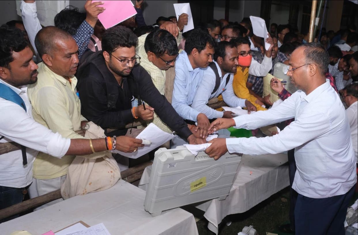 EVMs and ballot boxes kept piling up till midnight