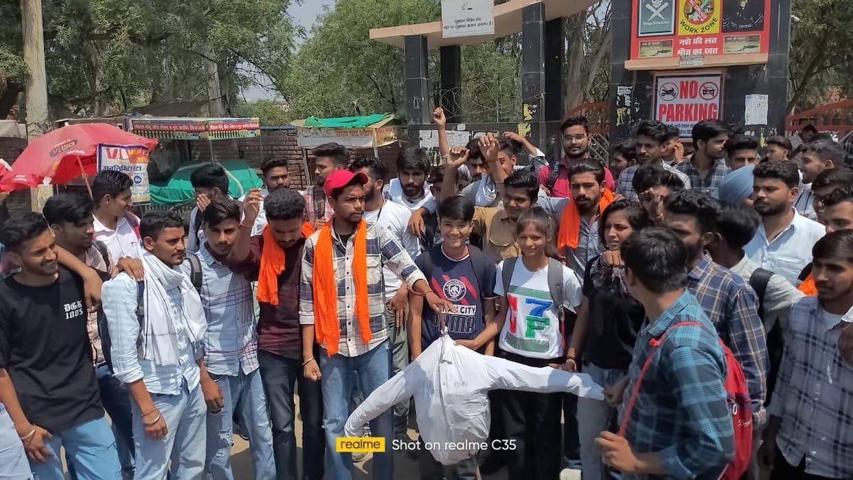 Students burnt the effigy of Wrestling Federation President