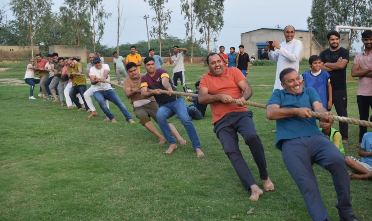 Police department won in volleyball and Charkhi's team won in tug of war