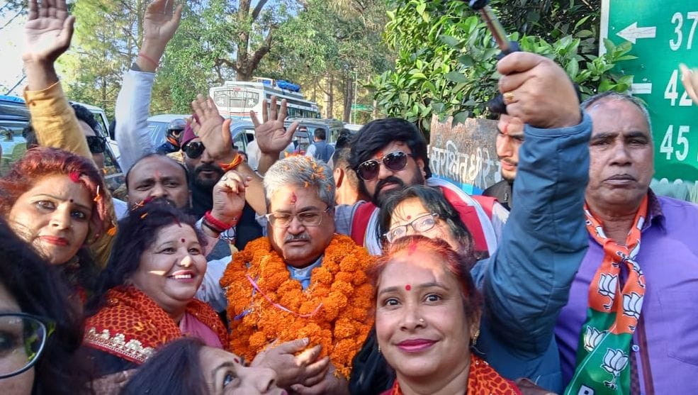 Welcome of Dushyant gautam By BJP in Almora