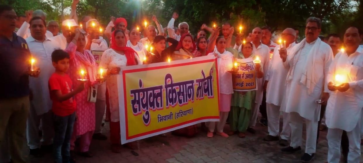 United Kisan Morcha takes out candle march in support of women wrestlers