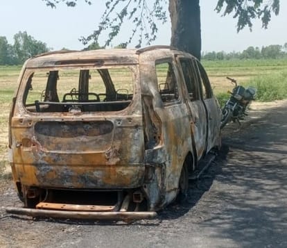 Car collided with tree due to bursting of tire
