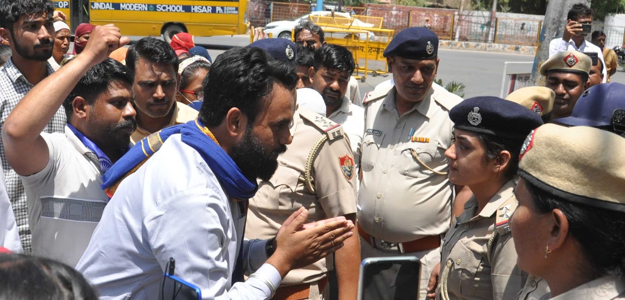 Bhim Army protested outside ADGP office demanding justice for the victim sisters