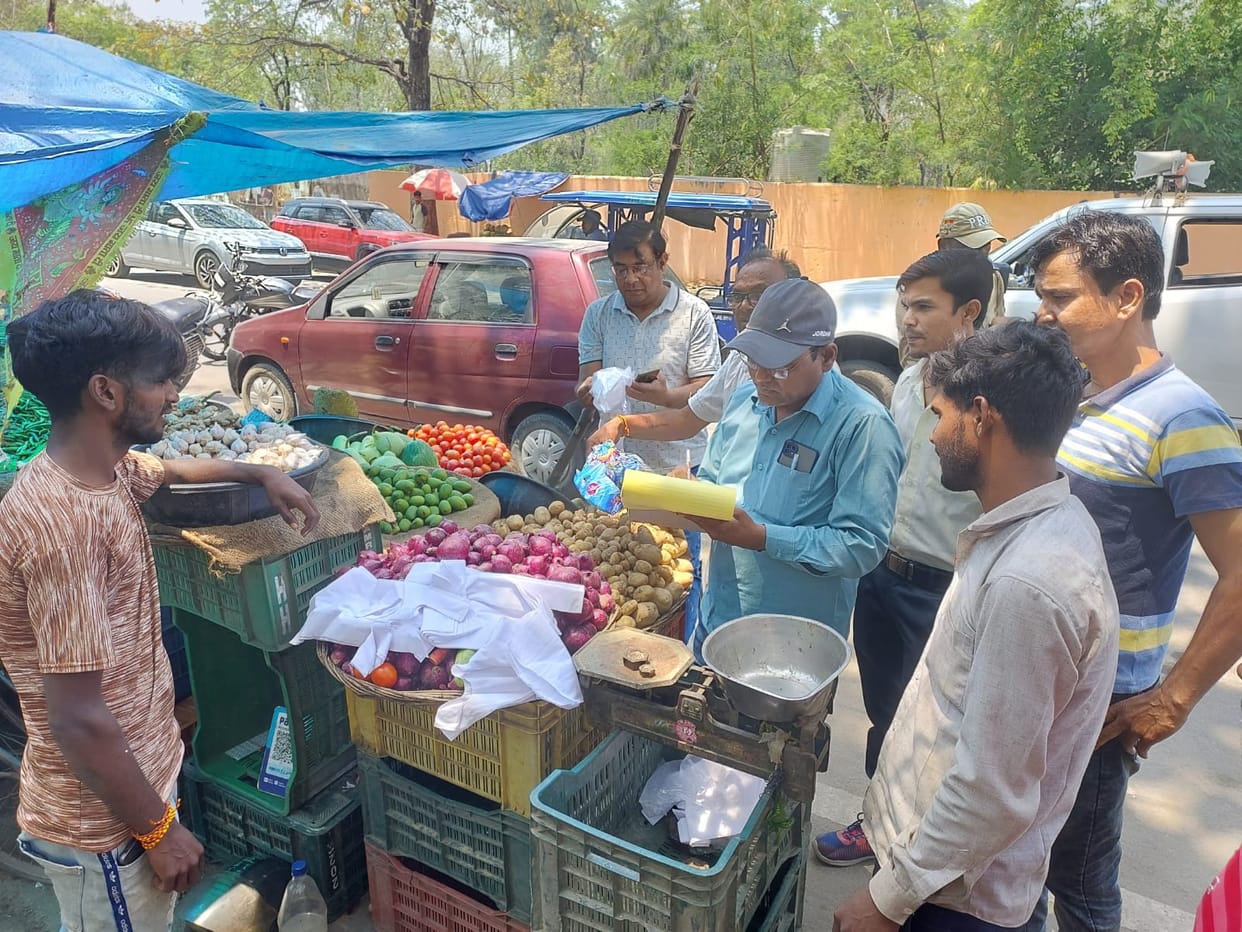 Customers bring bags with them to the market