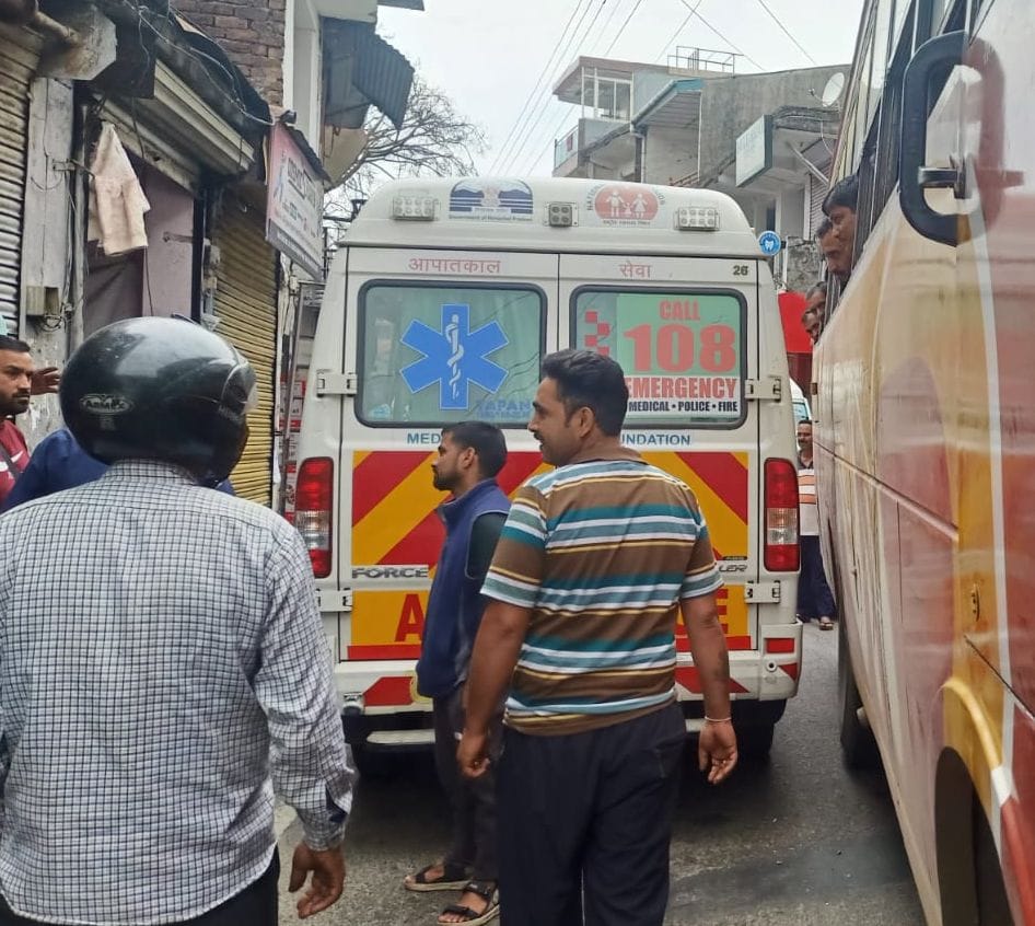 Ambulance and bus collide, highway jammed
