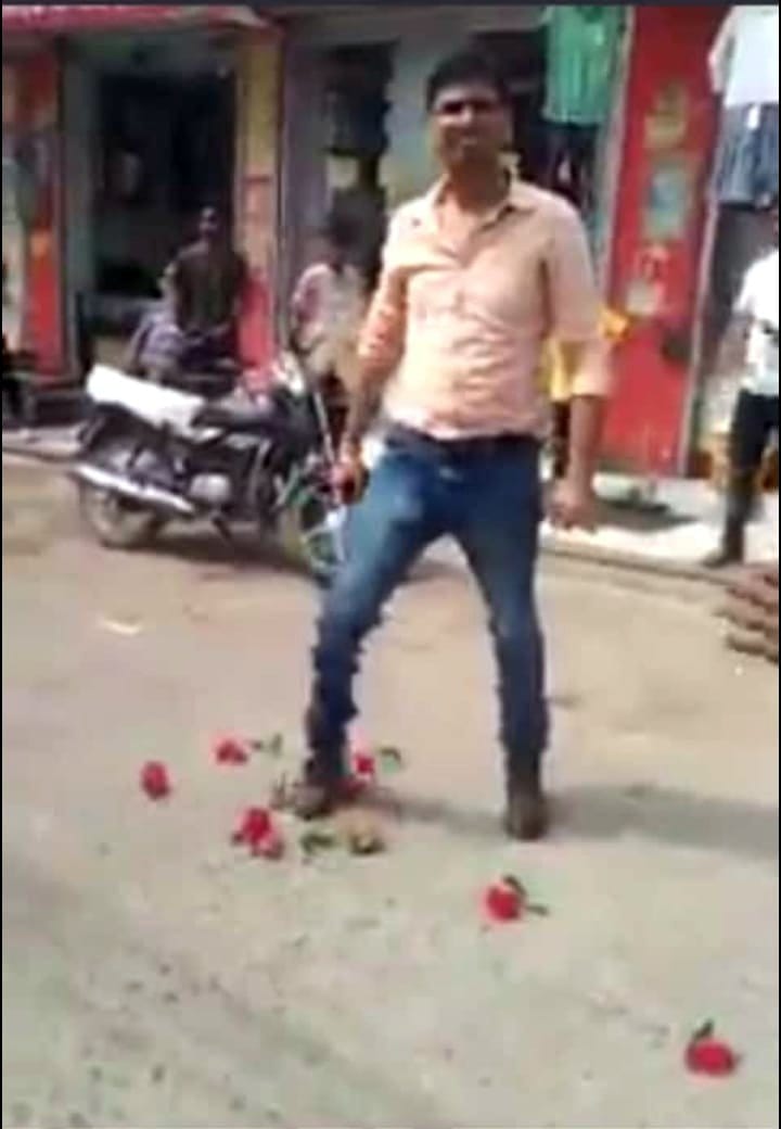 Supporters of the newly elected Bhira panchayat president, fired shells in the main market, crushed flowers with their feet