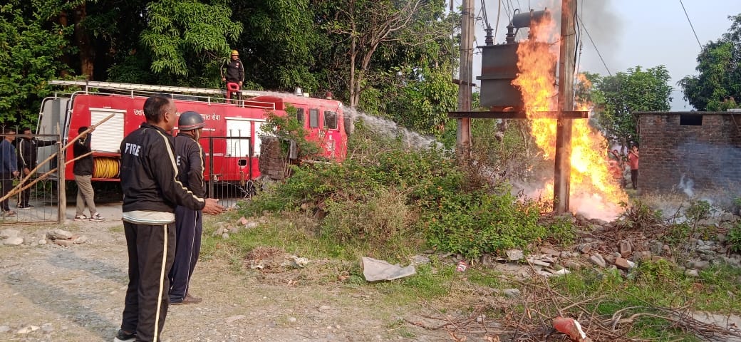 Panic caused by fire in transformer