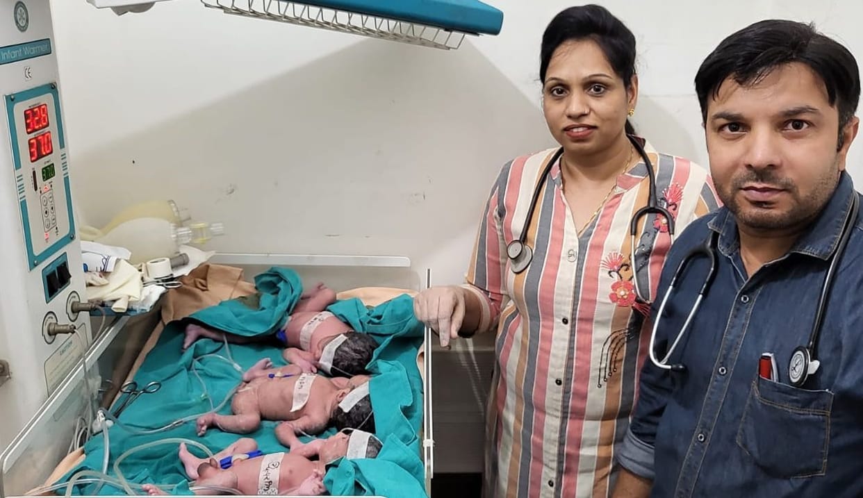Woman gave birth to three newborns, all three healthy