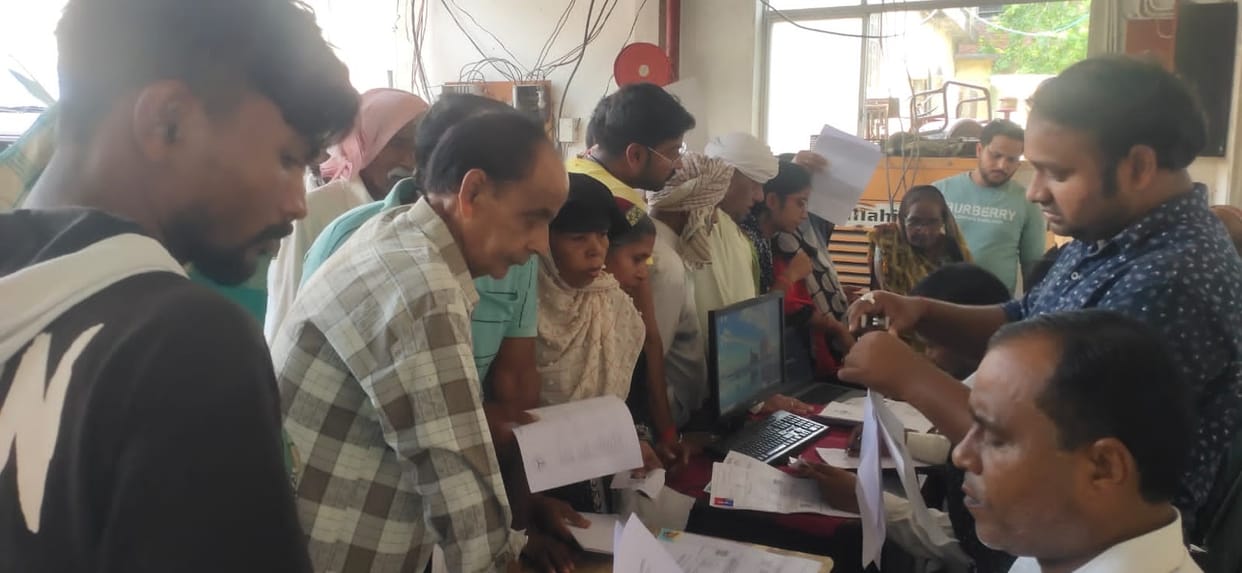 Camp set up in municipality premises, crowd gathered