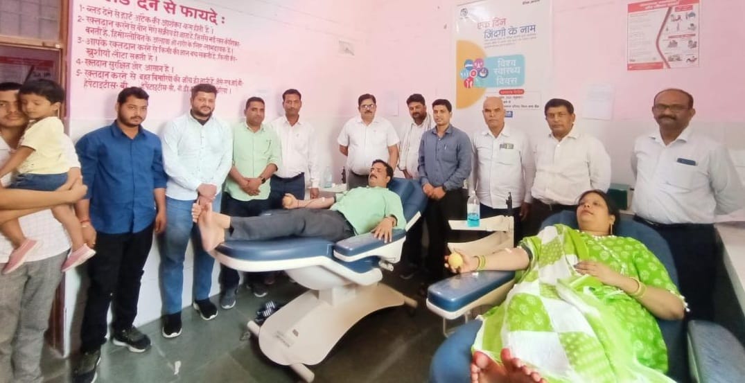 Donated blood with wife