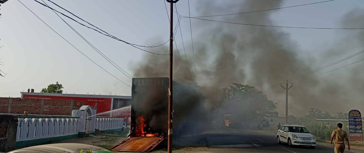 container burnt