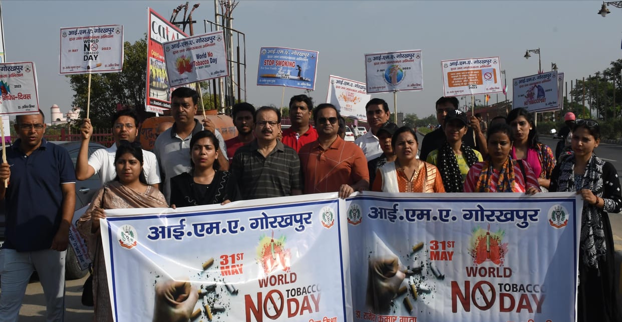 Taking out a rally on Nauka Vihar Road, IMA doctors appealed to stop consuming tobacco.