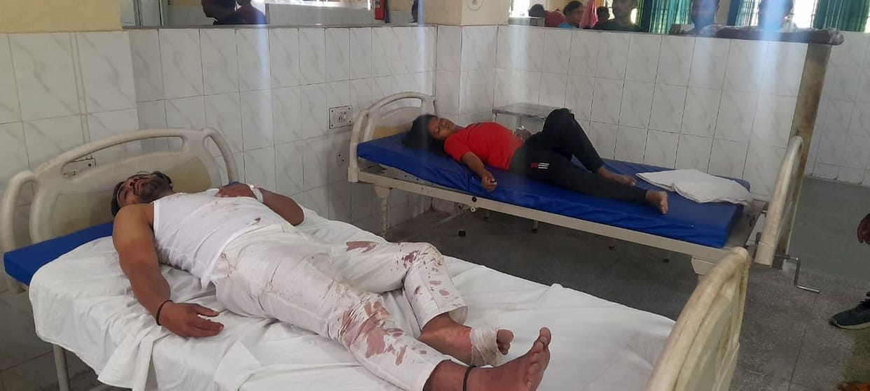 Car collided with divider, bride and groom injured